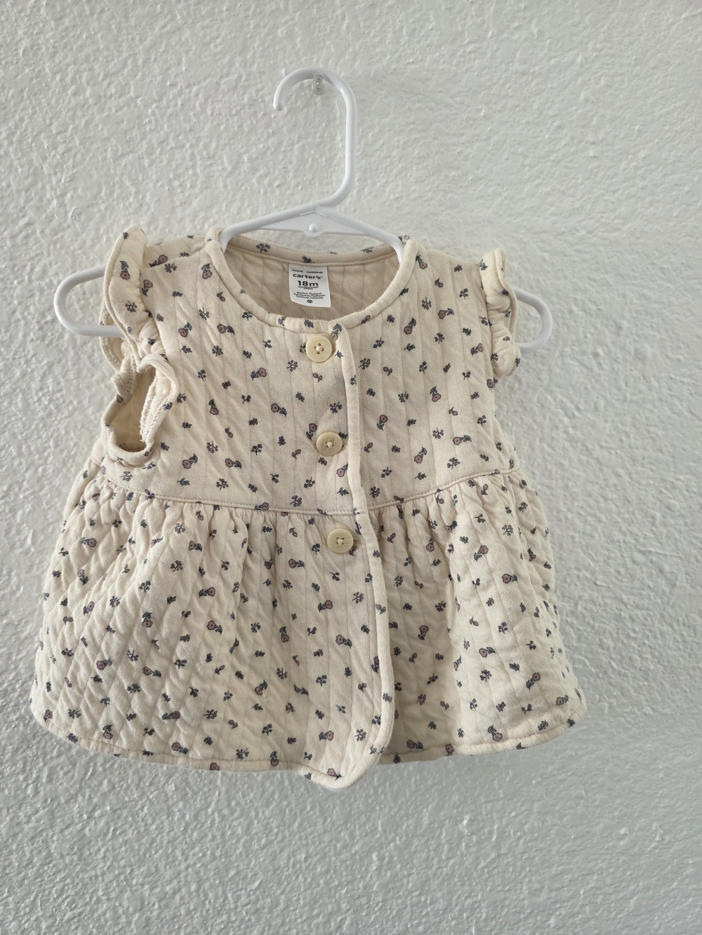 Carter's Cream Quilted Floral Button-Front Top